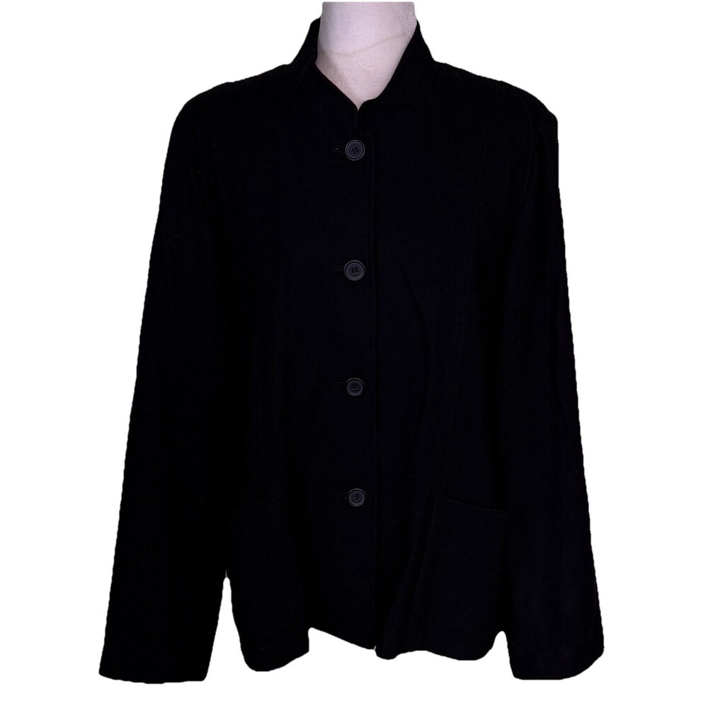 Women’s Wool Blend Minimalist Tailored Jacket Quiet Luxury Modern Workwear 16/18